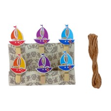 Decorative Wooden Clips - Boat (Set Of 6)