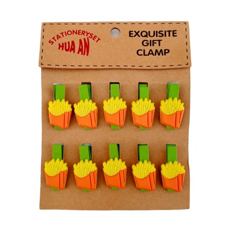 Decorative Wooden Clips - French Fries (Set of 6)
