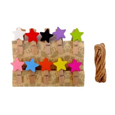 Decorative Wooden Clips - Stars (Set Of 10)