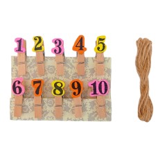 Decorative Wooden Clips - Numbers (Set Of 10)