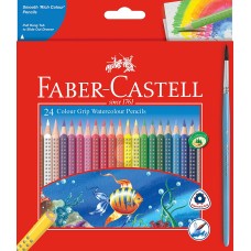 Faber-Castell Grip Watercolor Pencil with Brush - Pack of 24 (Assorted)