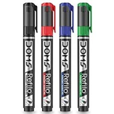 DOMS Refilo Permanent Marker - Pack Of 4 Assorted Colours
