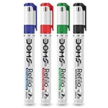 DOMS Refilo Whiteboard Marker - Pack Of 4 Assorted Colours
