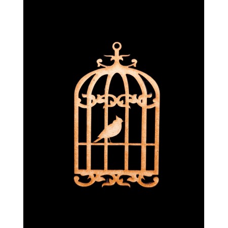 Wooden Cutout - Bird in Cage