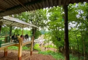 The natural rocky streams and lush green surroundings of the Padam Dungri Eco Campsite, a premier nature and adventure highlight of our 4-day South Gujarat tour.