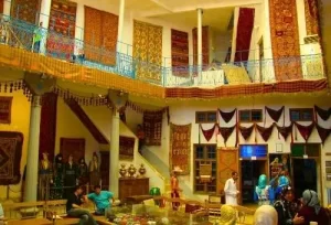 Intricate textile exhibits inside the Calico Museum of Textiles in Ahmedabad, a highly recommended cultural highlight on our customized Gujarat round trips.