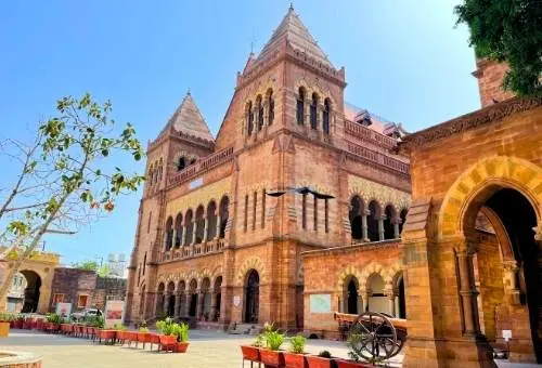 The stunning architecture of Prag Mahal in Bhuj, a majestic royal heritage highlight featured in our customized Gujarat tour packages.