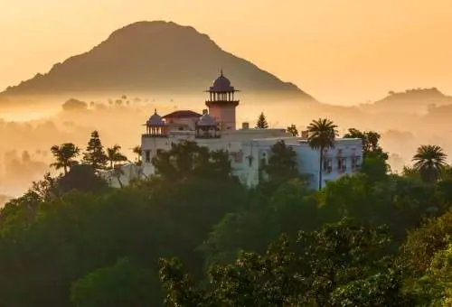 A scenic panoramic view of Mount Abu in the Aravalli Range, the beautiful hill station starting point for our customized Rajasthan package tours.